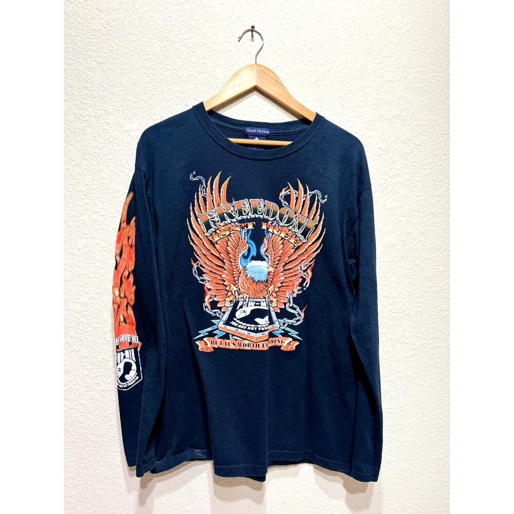 Vintage 80s Freedom Isn’t Free T Shirt Eagle USA Medium Read
